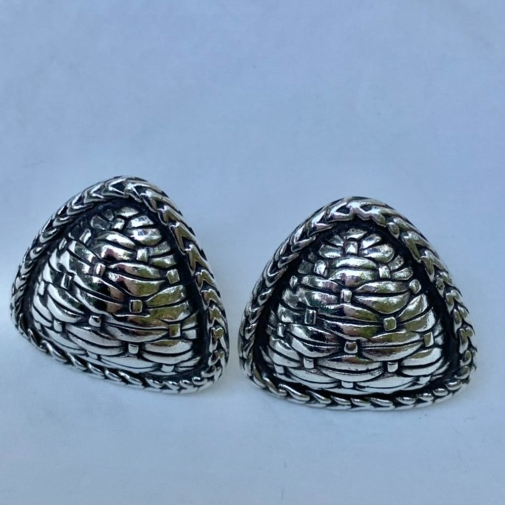 John Hardy Triangle Woven Dome Sterling Silver Earrings